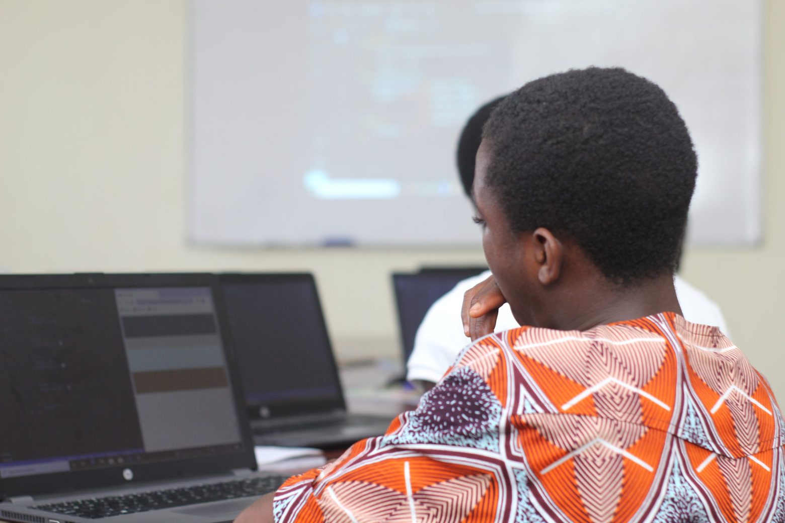 A student learning to code
