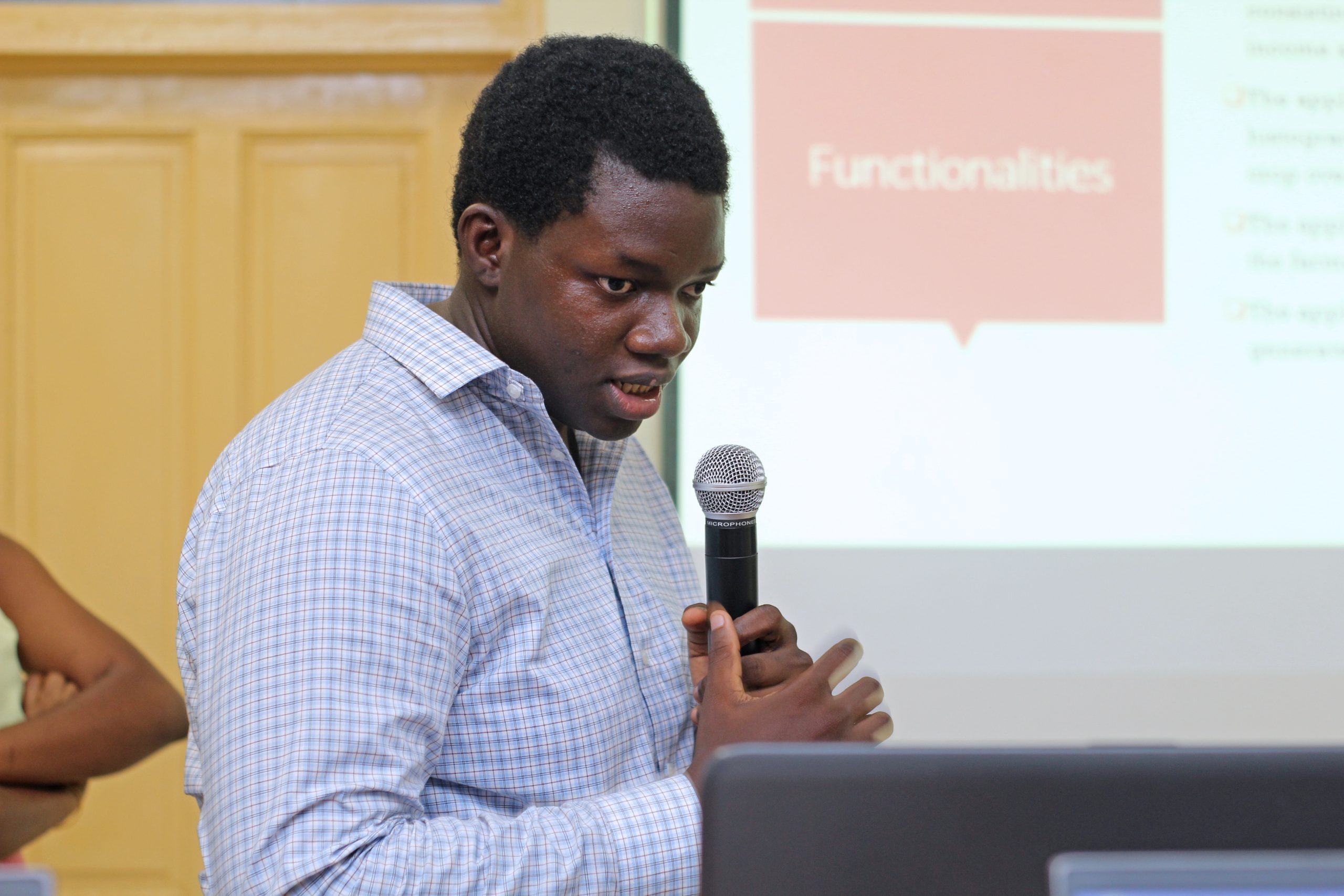 Young man giving a presentation